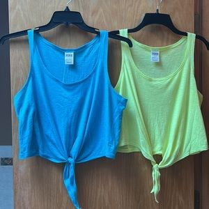 VS Pink lightweight cropped muscle tanks- set of 2
